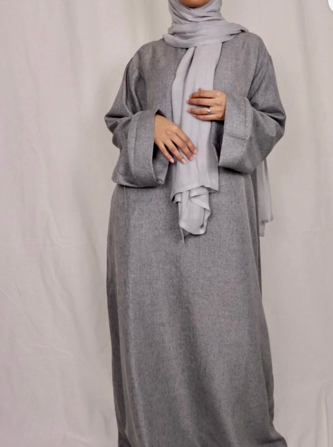 Linen Abaya - Charcoal