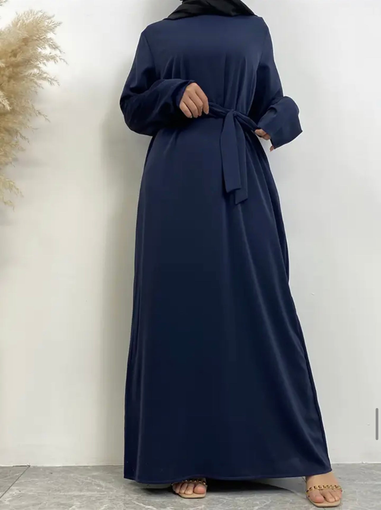 Classic Closed Abaya- Navy Blue