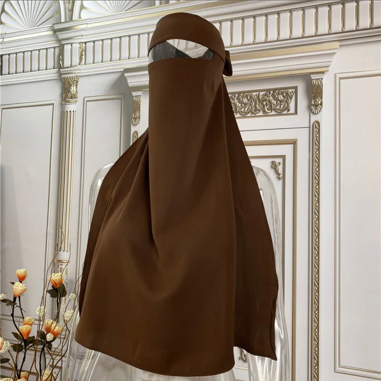 SINGLE LAYER NIQAB- Chocolate