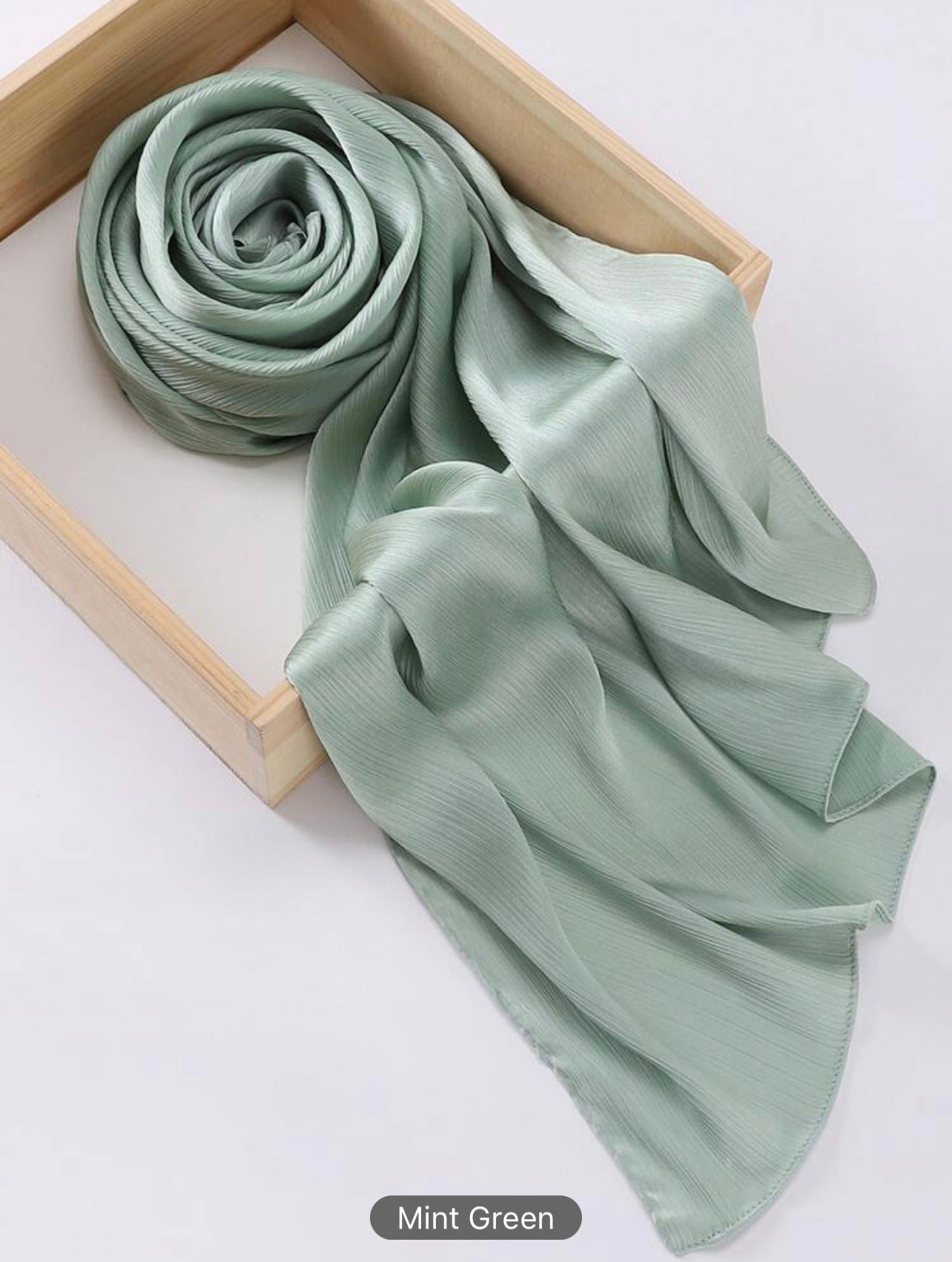 Silk Satin Crinkle Hijab - Mint