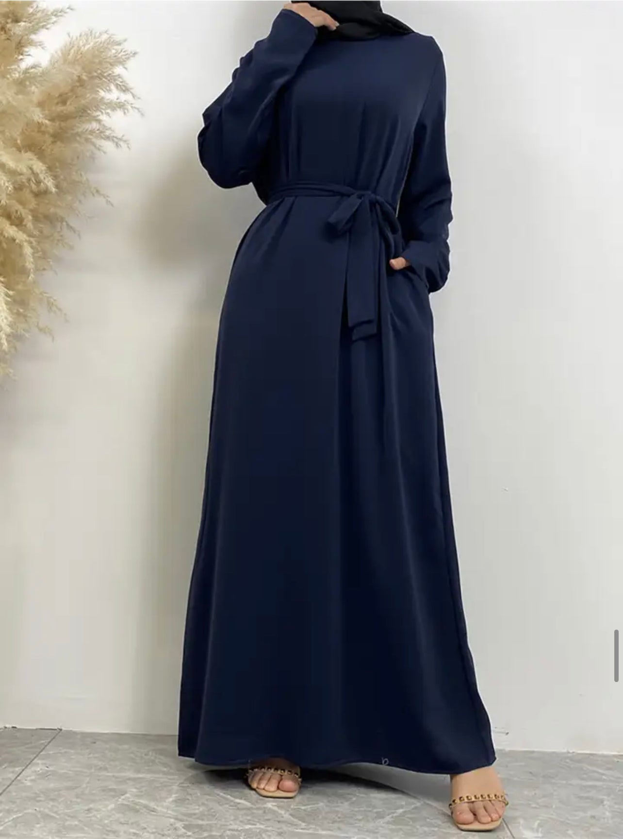 Classic Closed Abaya- Navy Blue