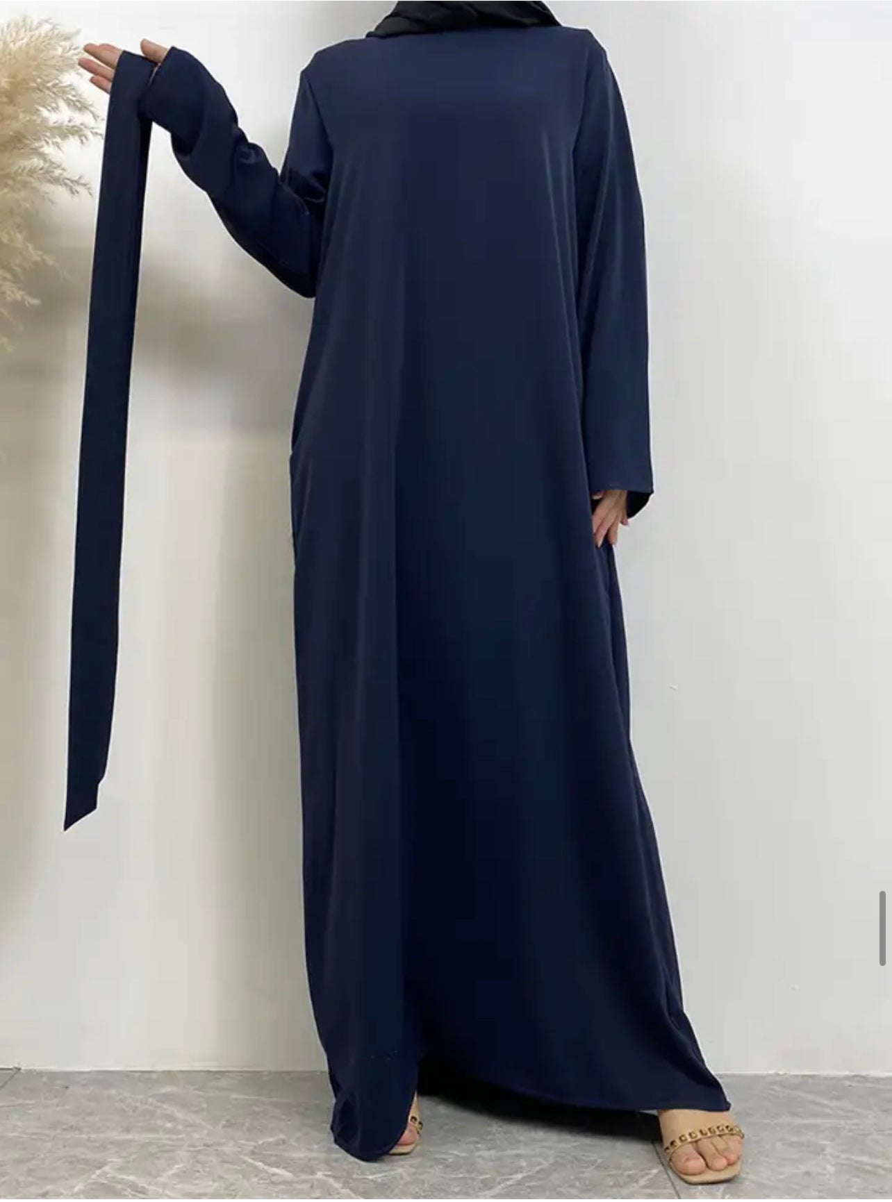 Classic Closed Abaya- Navy Blue