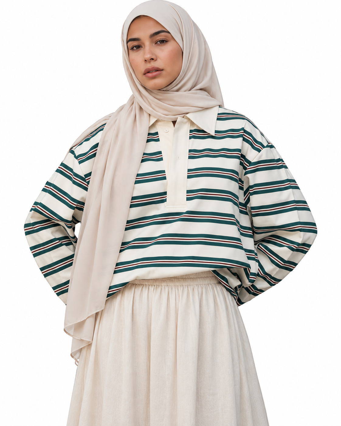 Riviera Stripe Relaxed Rugby Top - Salam Fashion