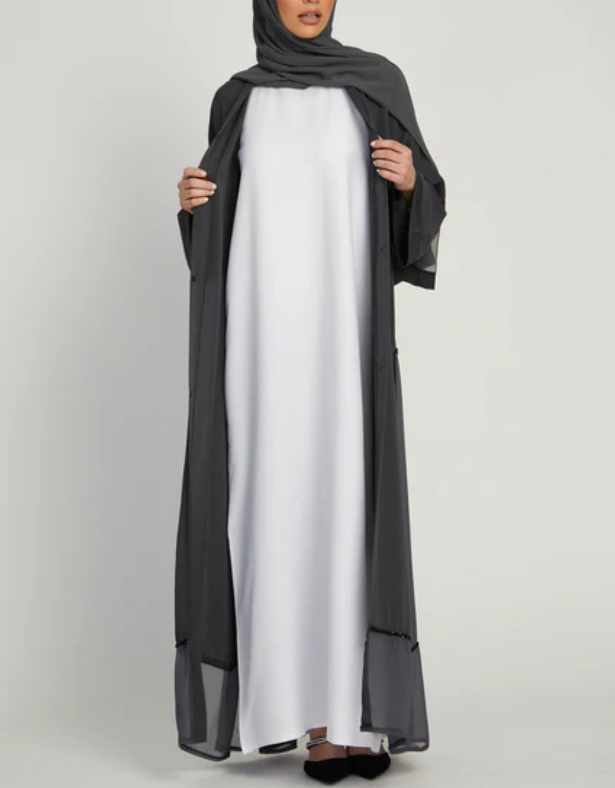 WHITE INNER ABAYA SLIP DRESS - SLEEVELESS