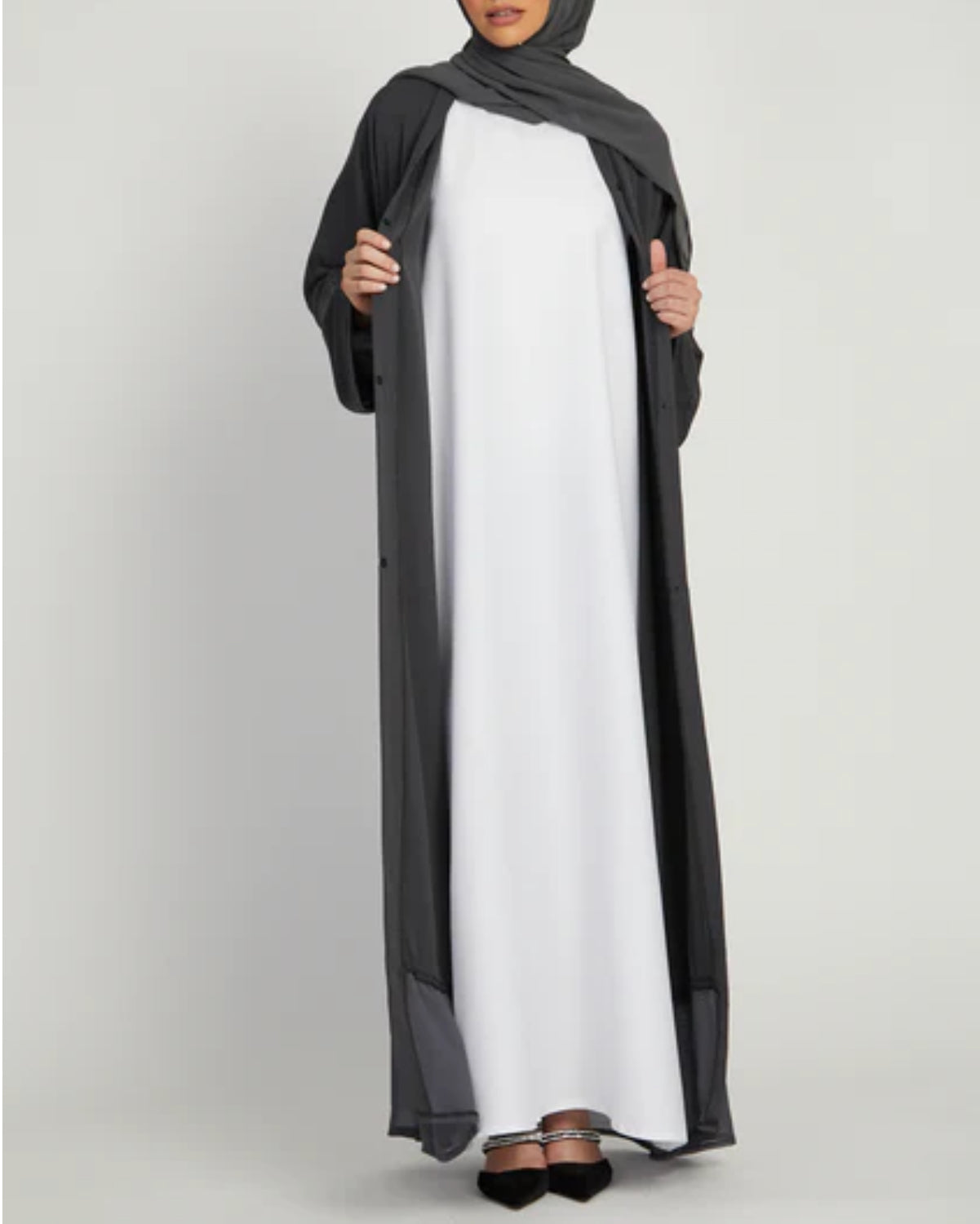 WHITE INNER ABAYA SLIP DRESS - SLEEVELESS
