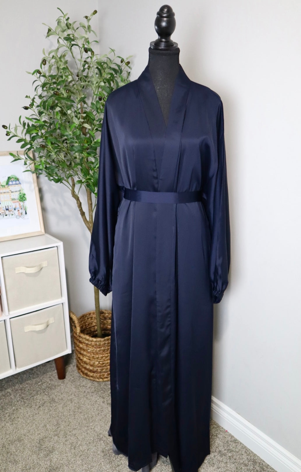 Open Textured Abaya - Navy Blue - Salam Fashion