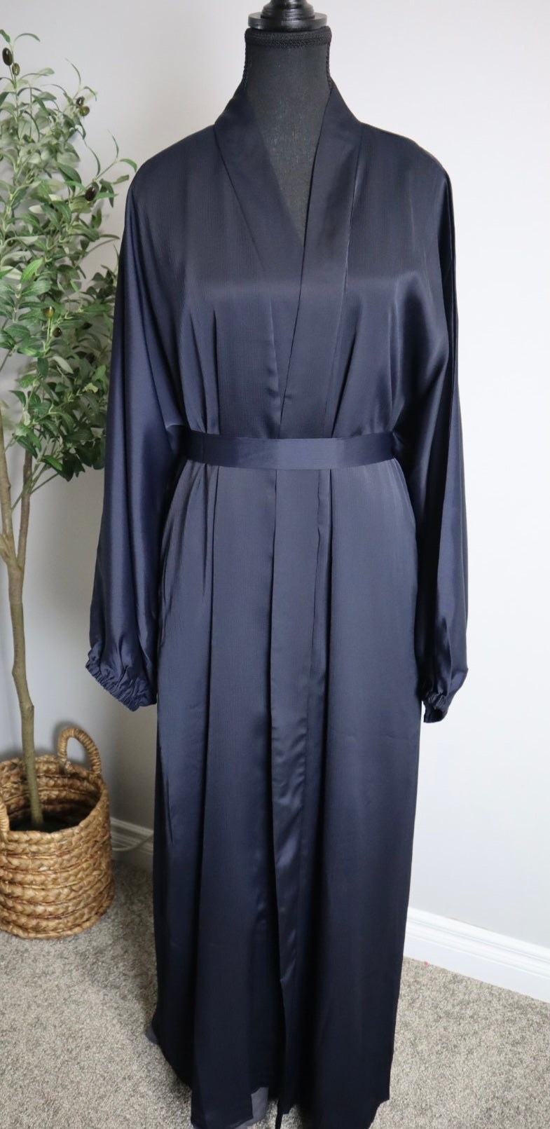 Open Textured Abaya - Navy Blue - Salam Fashion