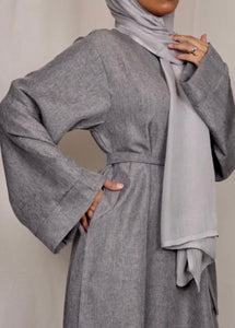 Linen Abaya - Charcoal - Salam Fashion
