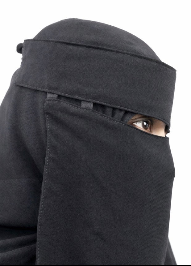 Bedoon Essm- Hidden Double Elastic Pull Down Niqab with Flap - Salam Fashion