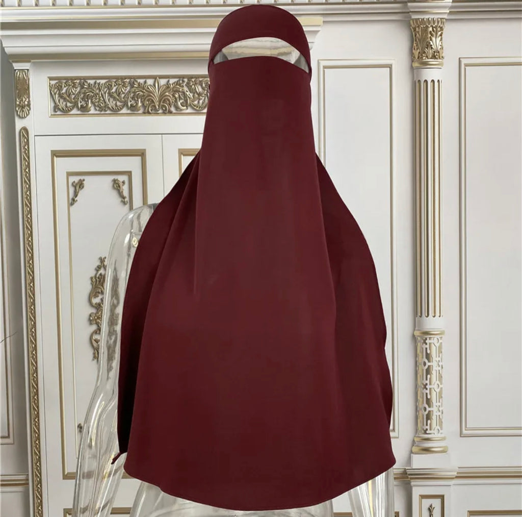 SINGLE LAYER NIQAB- Burgundy