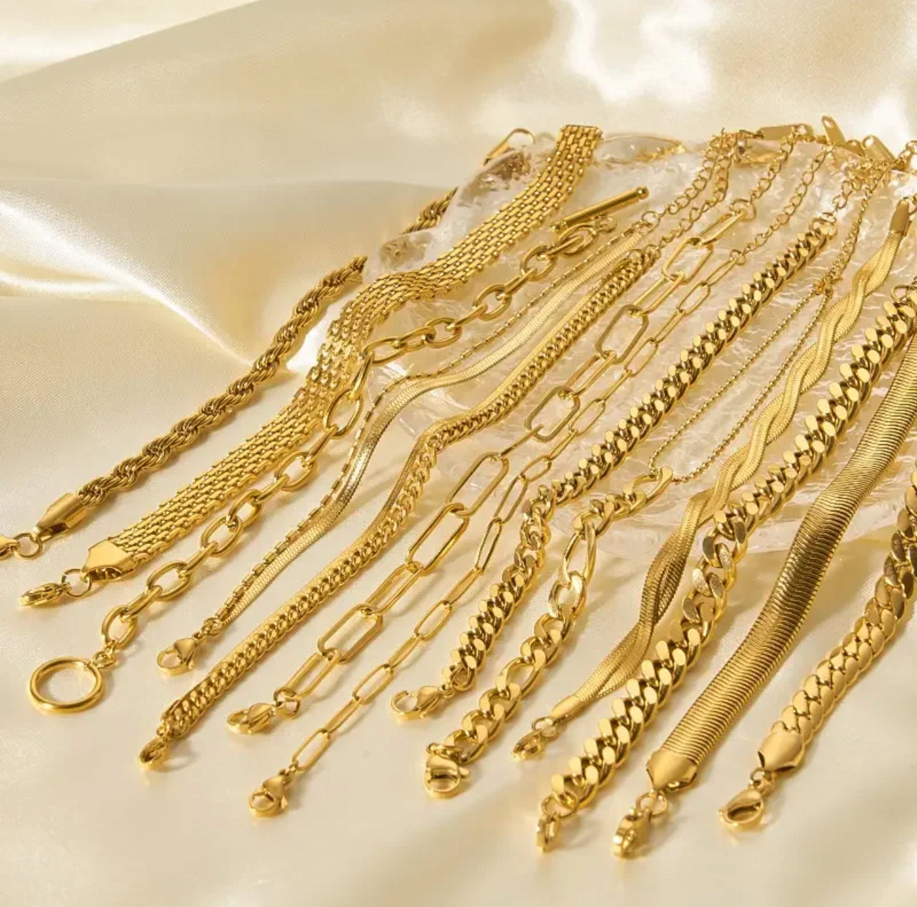 Paperclip Style Chain Bracelet Gold Plated Stainless Steel