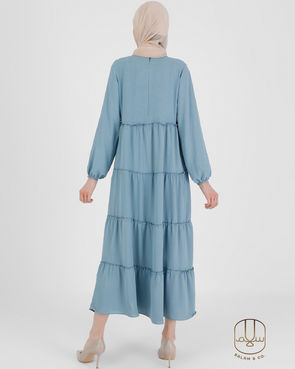 Crew Neck Lake Blue Dress