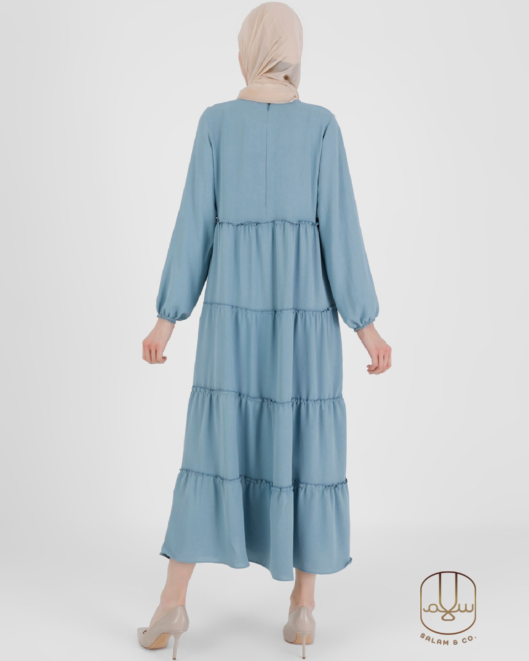 Crew Neck Lake Blue Dress