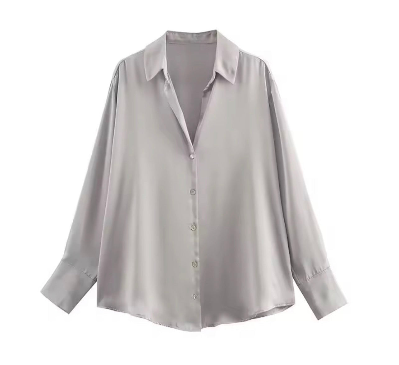 The Noor Satin Button-Up Blouse - Salam Fashion