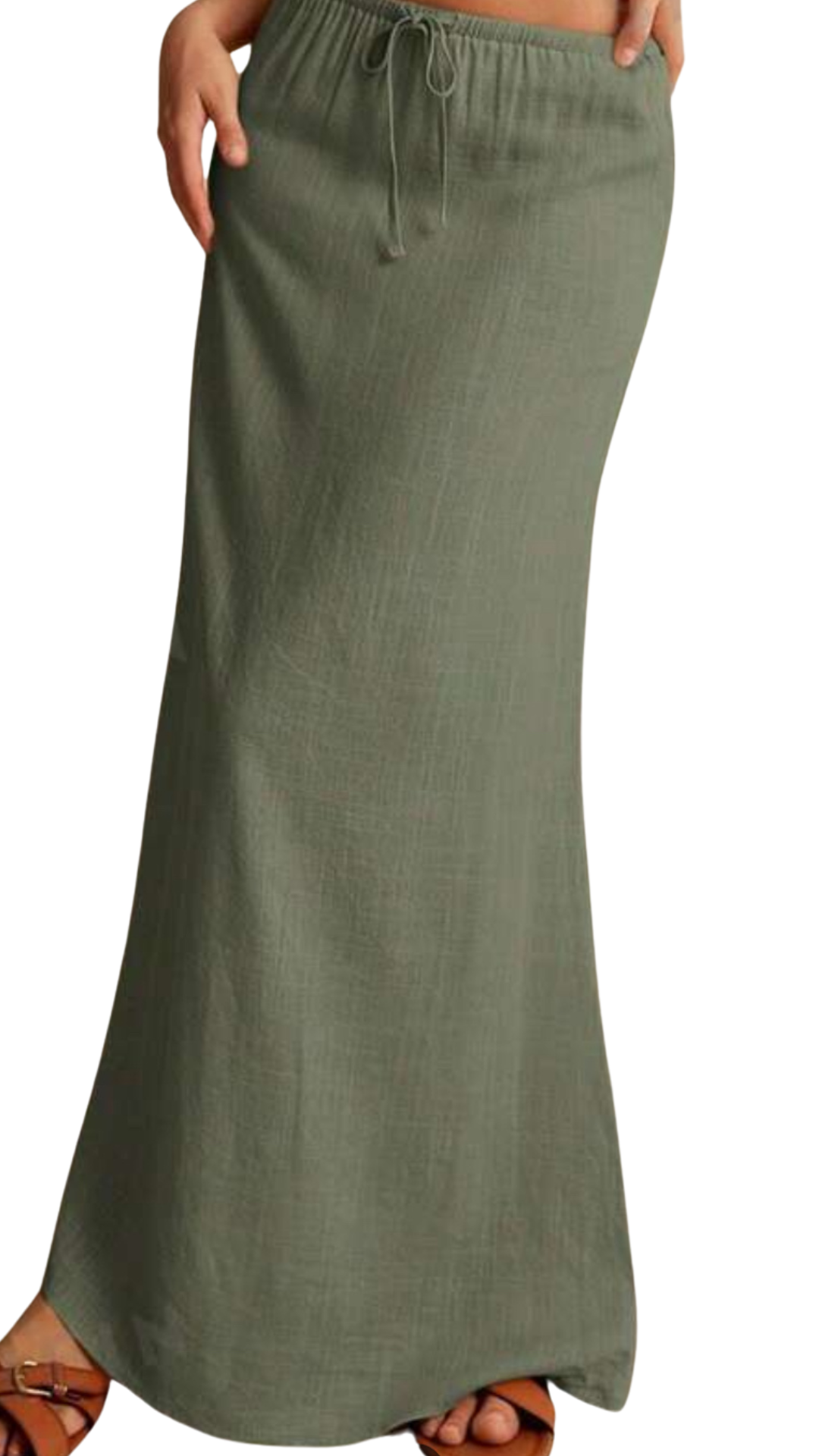 Linen Blend Maxi Skirt