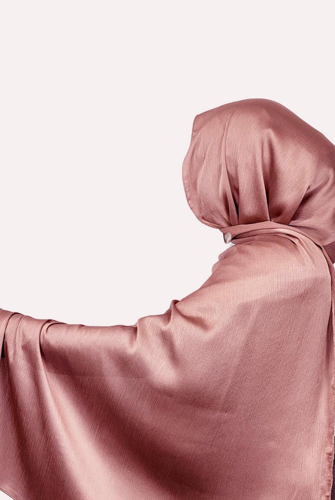 Silk Satin Crinkle Hijab - Rose