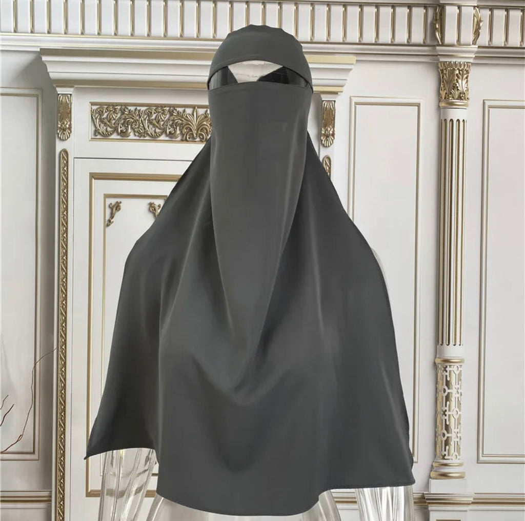 SINGLE LAYER NIQAB- Gray