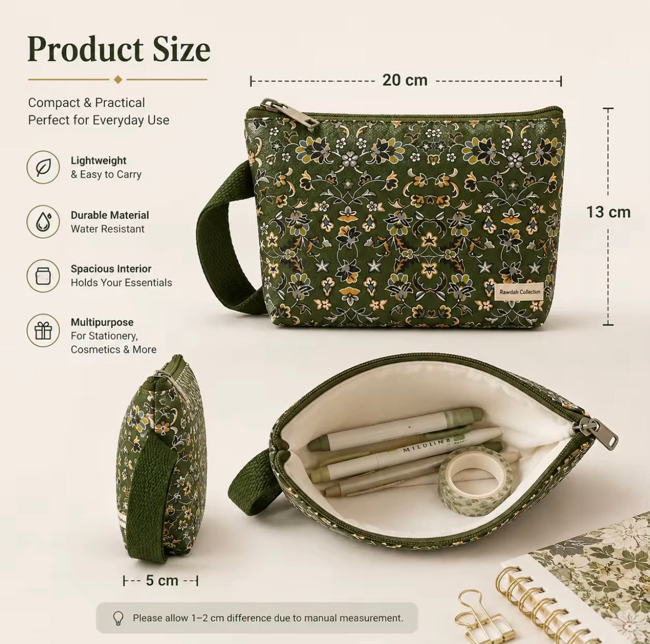 🌿 Rawdah Collection Set — Pen & Medina Storage Pouch