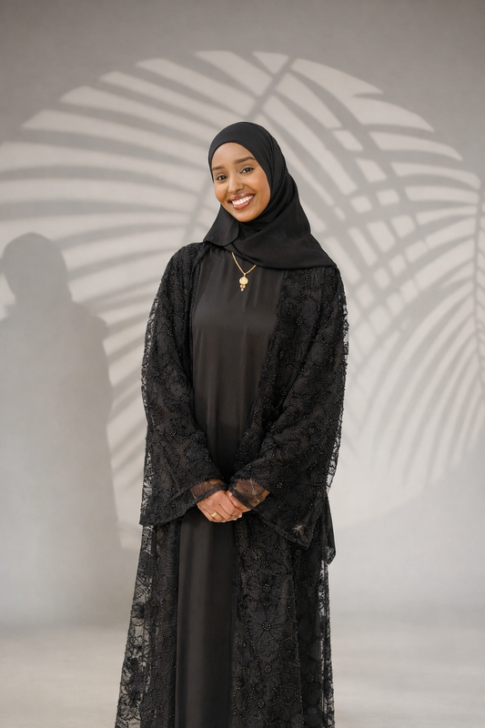 Floral Embellished Abaya Set - Salam Fashion