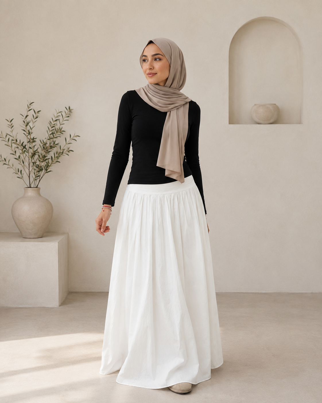 The Noor Gathered Maxi Skirt – Ivory