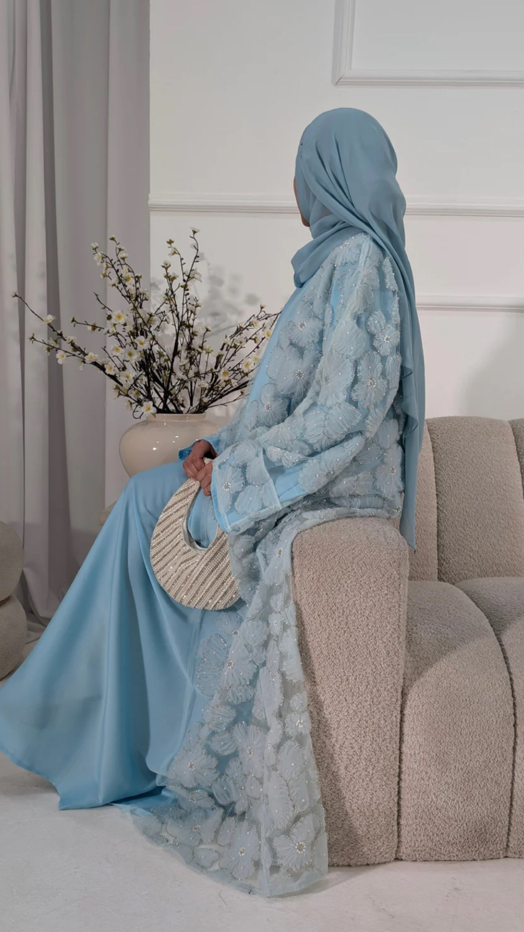 Floral Embellished Abaya Set
