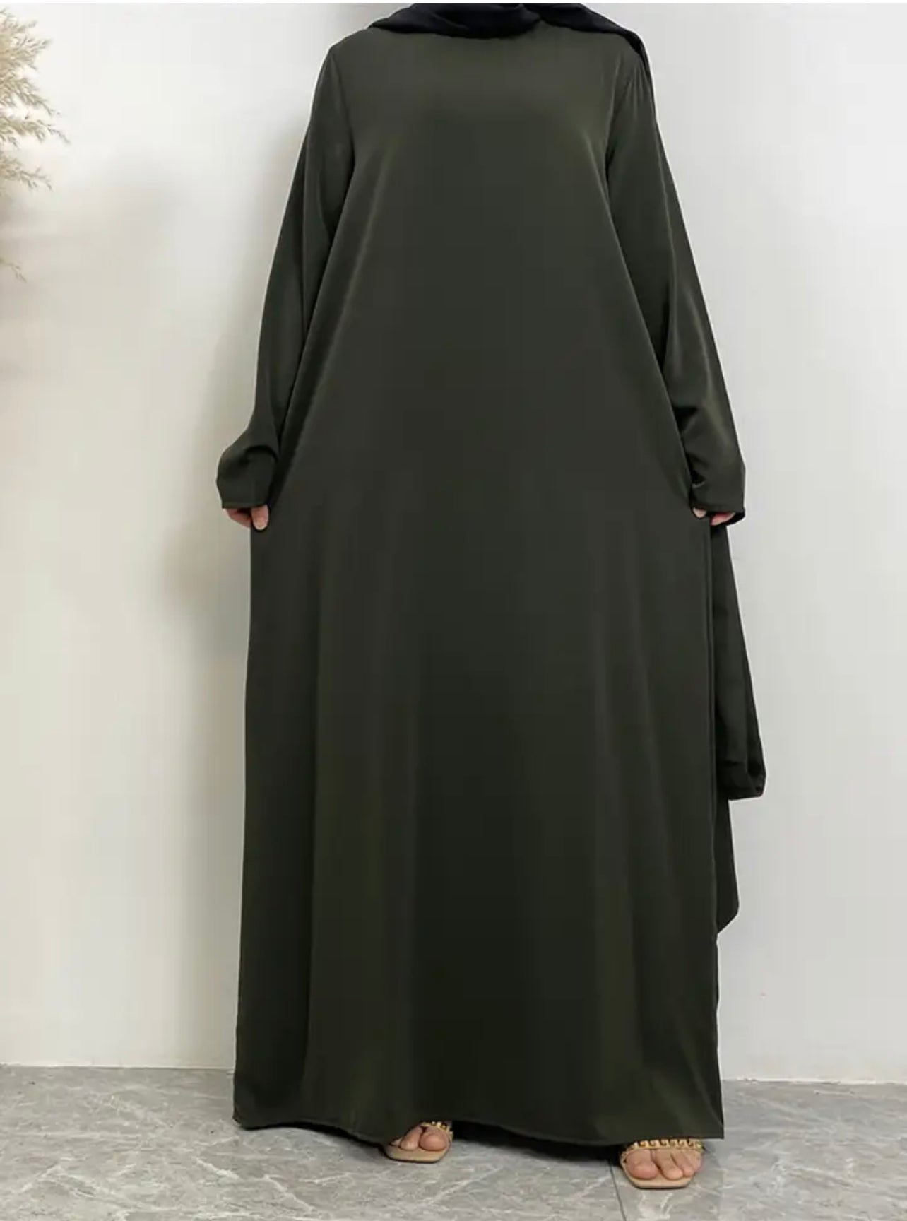 Classic Closed Abaya - Army Green - Salam Fashion
