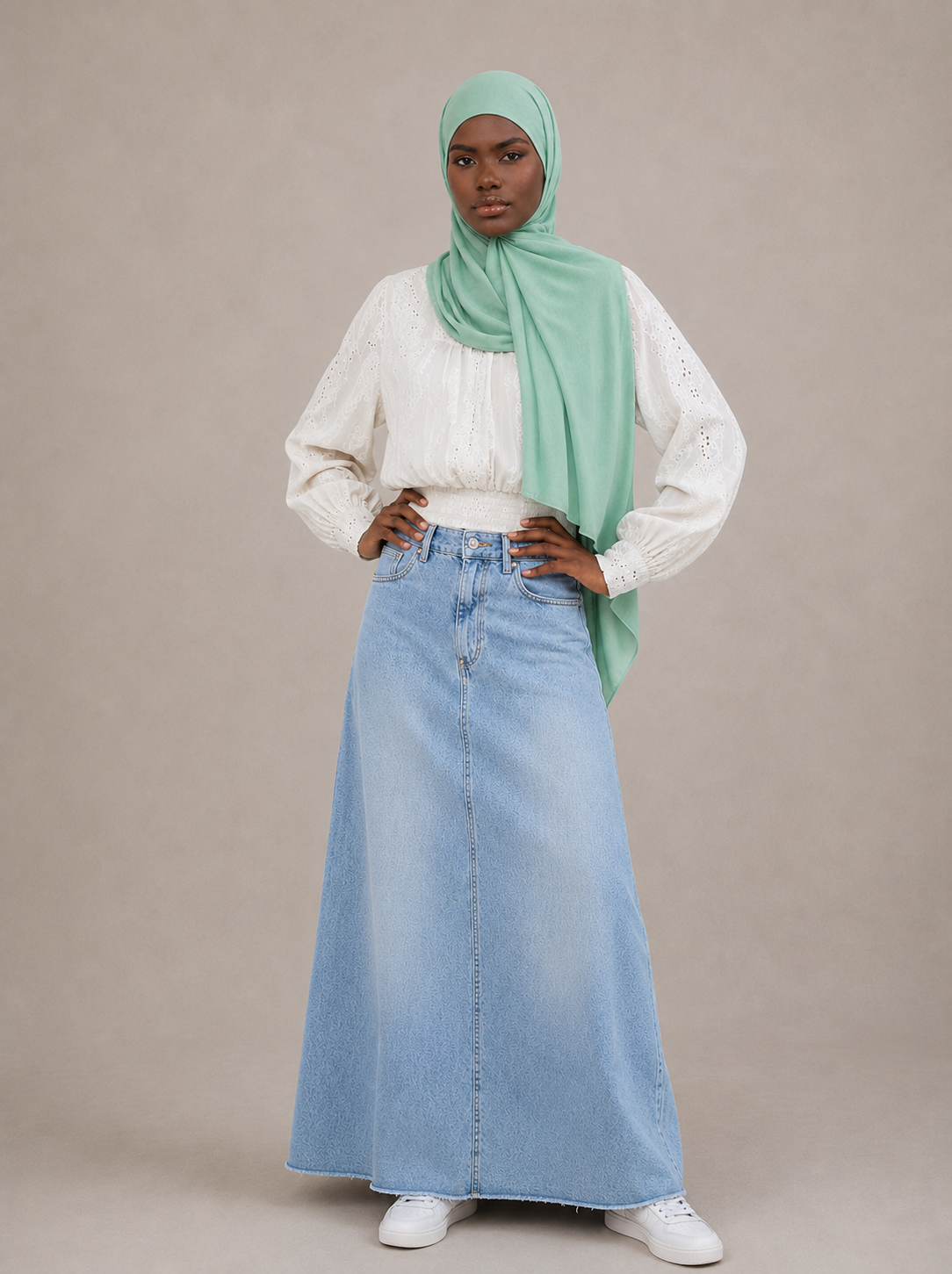 Denim Maxi Skirt - Salam Fashion