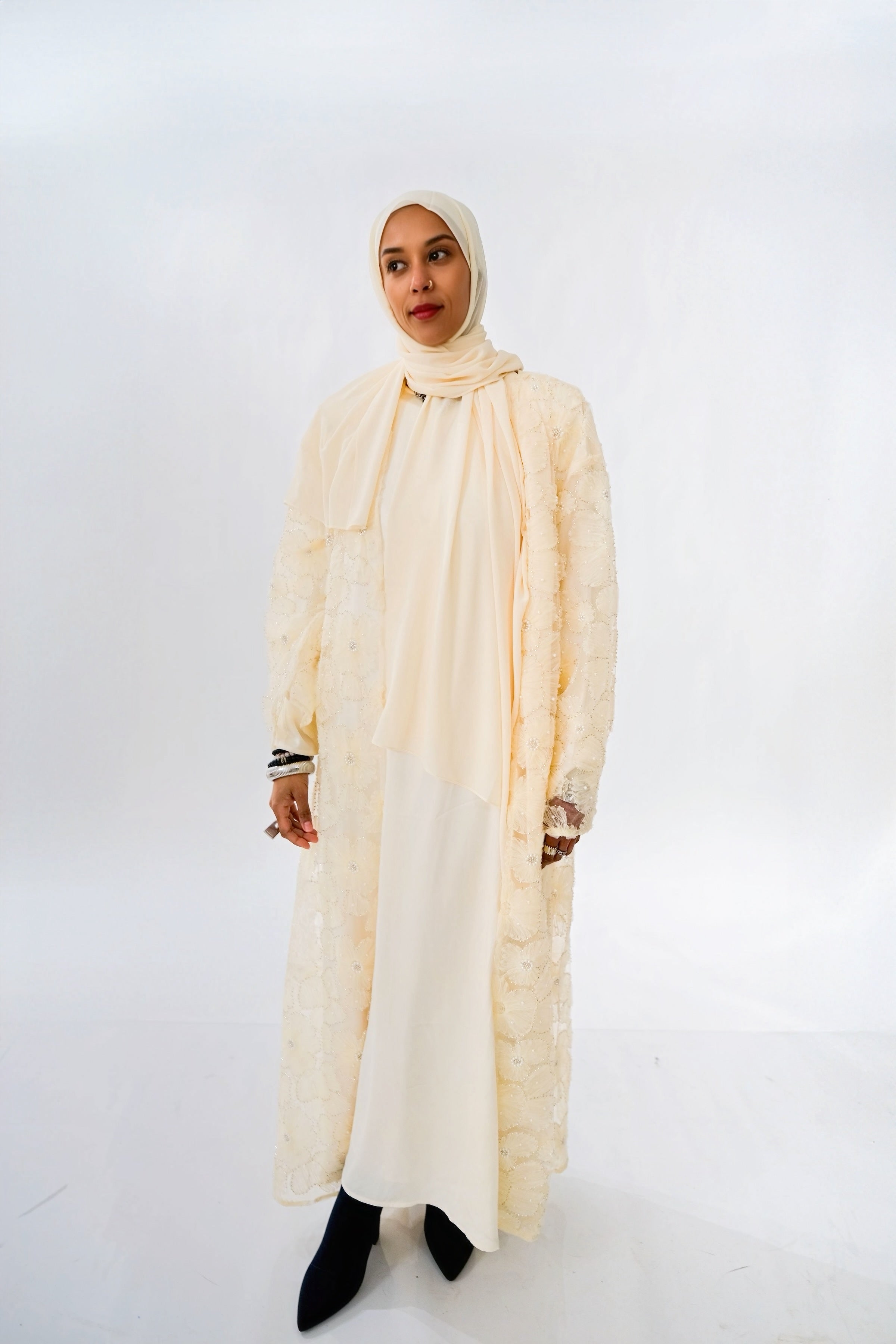 Floral Embellished Abaya Set