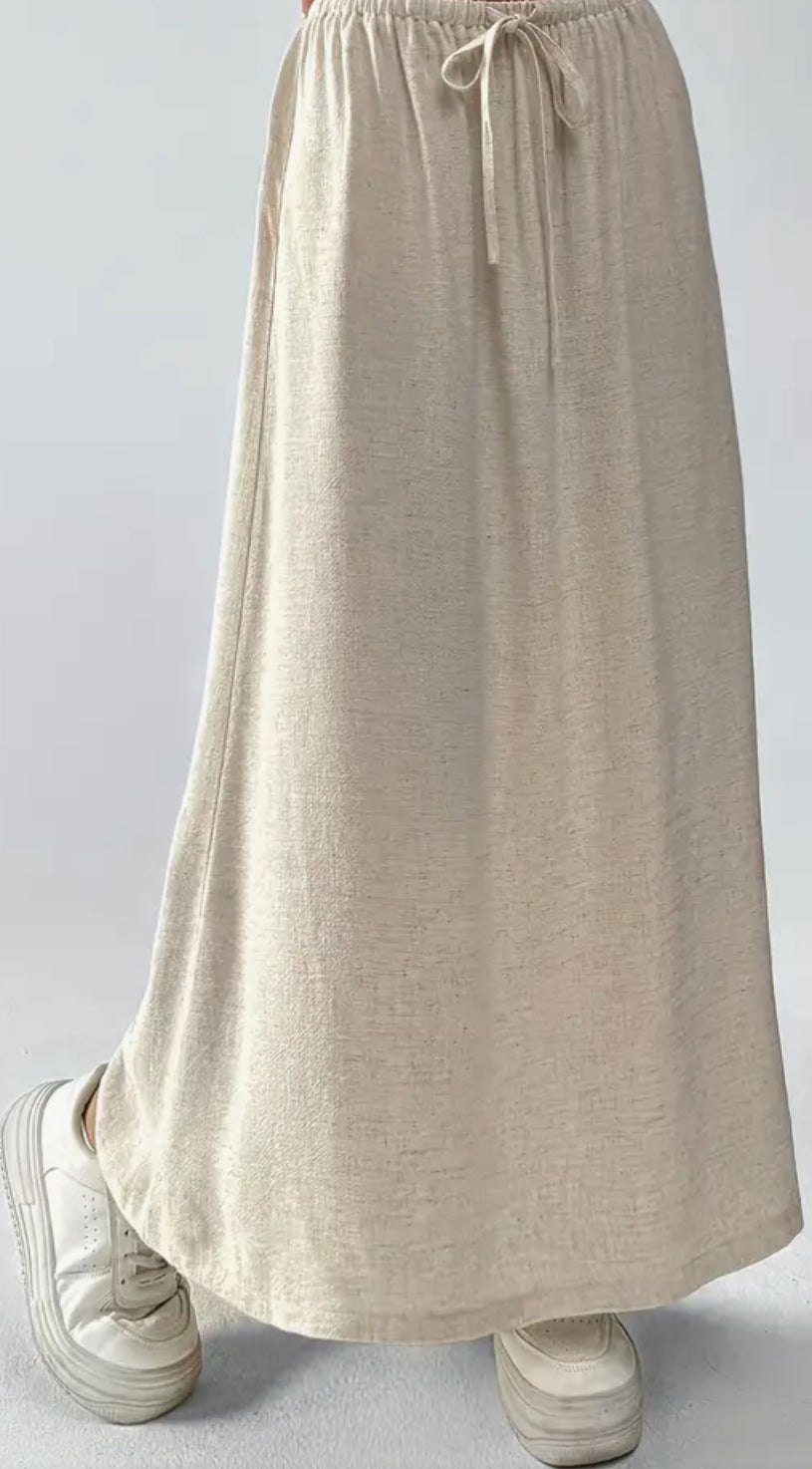 Linen Blend Maxi Skirt