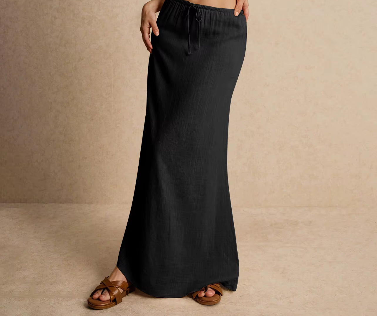 Linen Blend Maxi Skirt