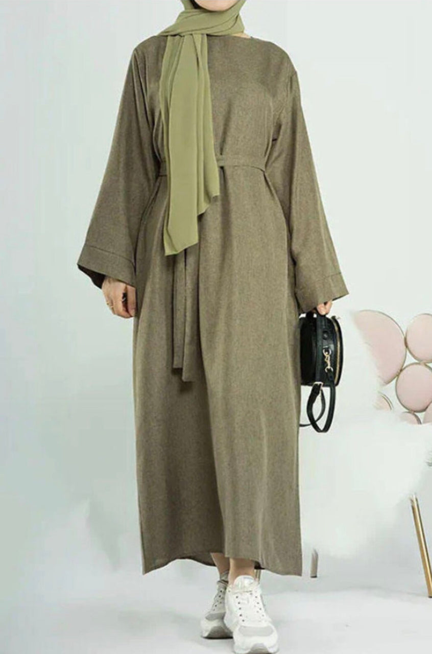 Linen Abaya - Army Green