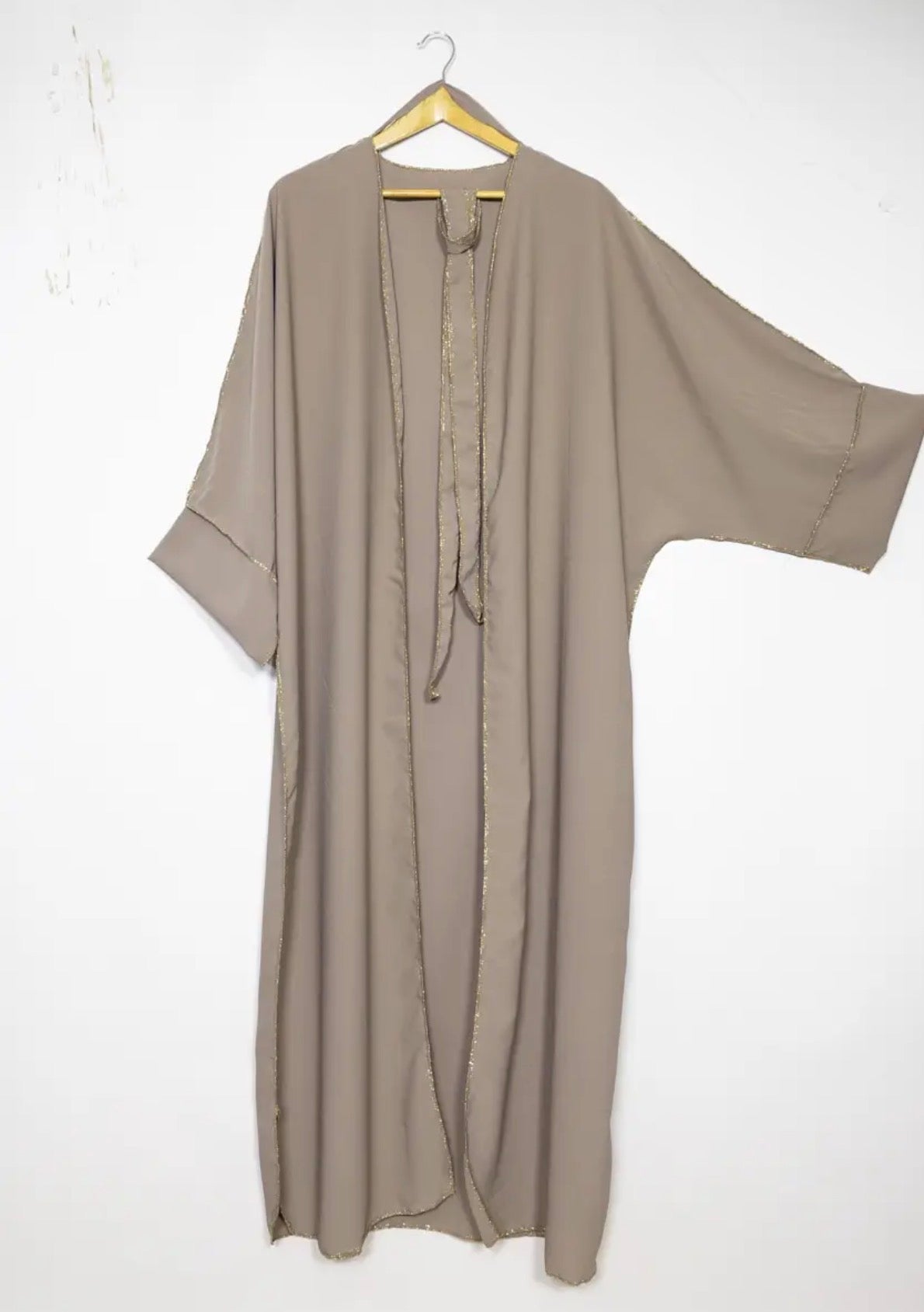 Open Gold Trim Abaya - Salam Fashion
