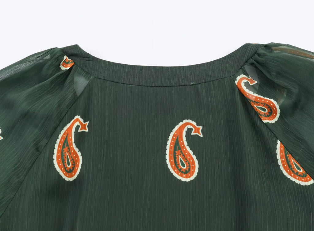 The Emerald Paisley Tiered Dress