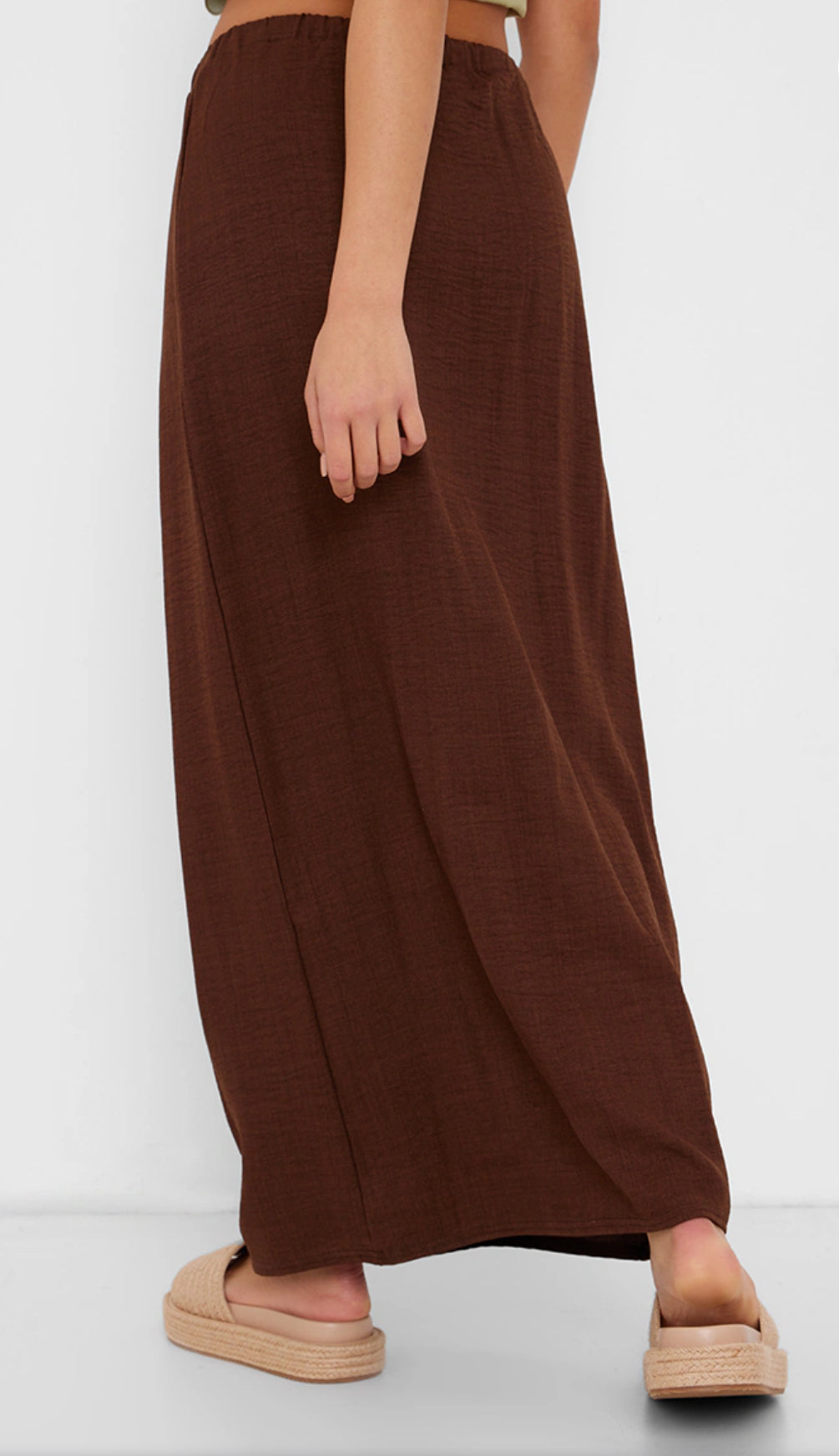 Linen Blend Maxi Skirt