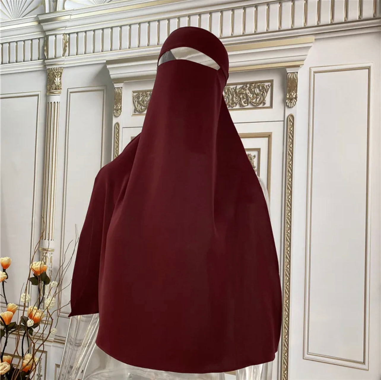 SINGLE LAYER NIQAB- Burgundy