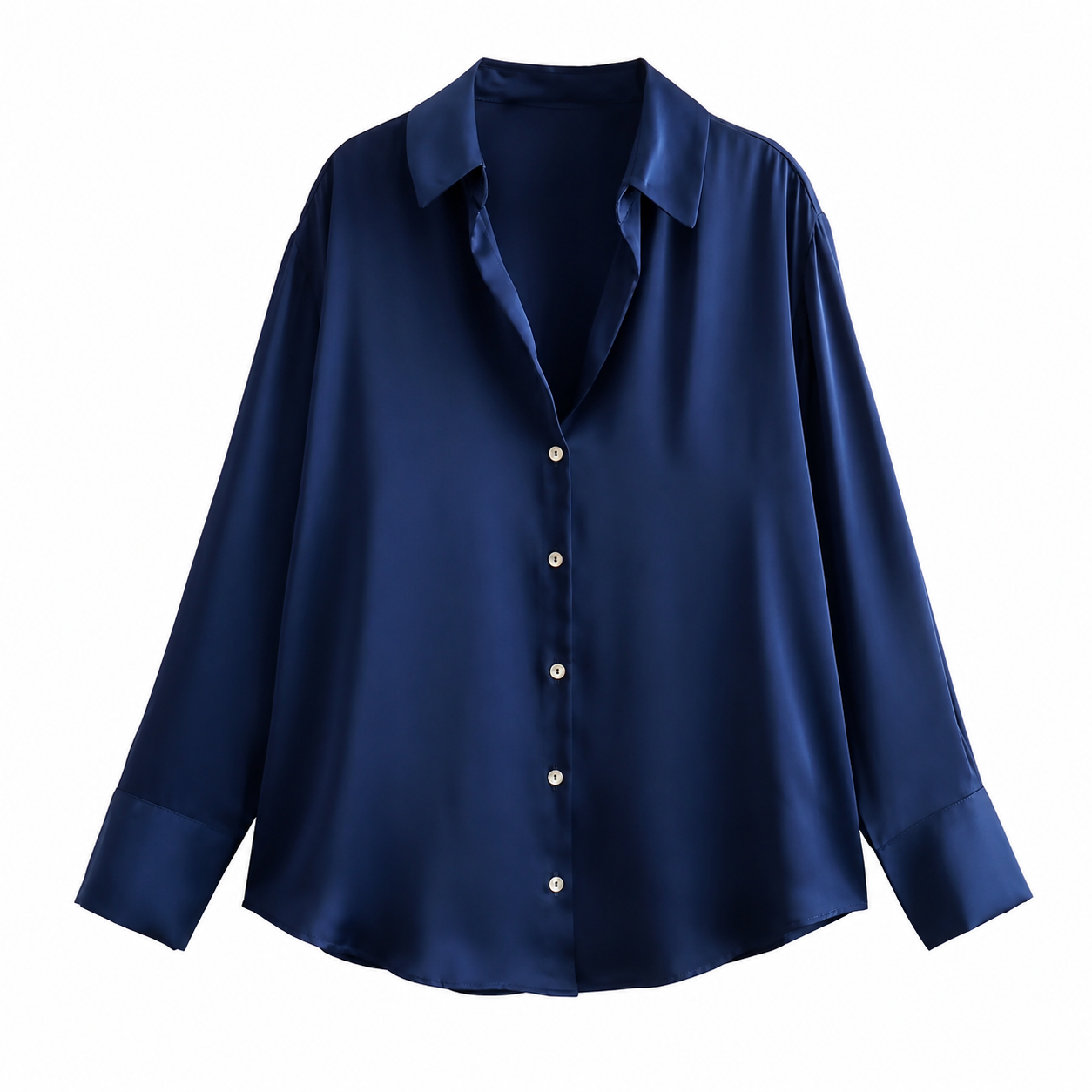 The Noor Satin Button-Up Blouse - Salam Fashion