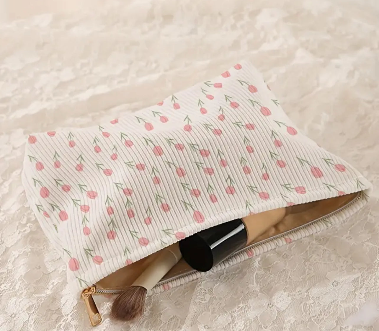 Flower Print Accessory Pouch