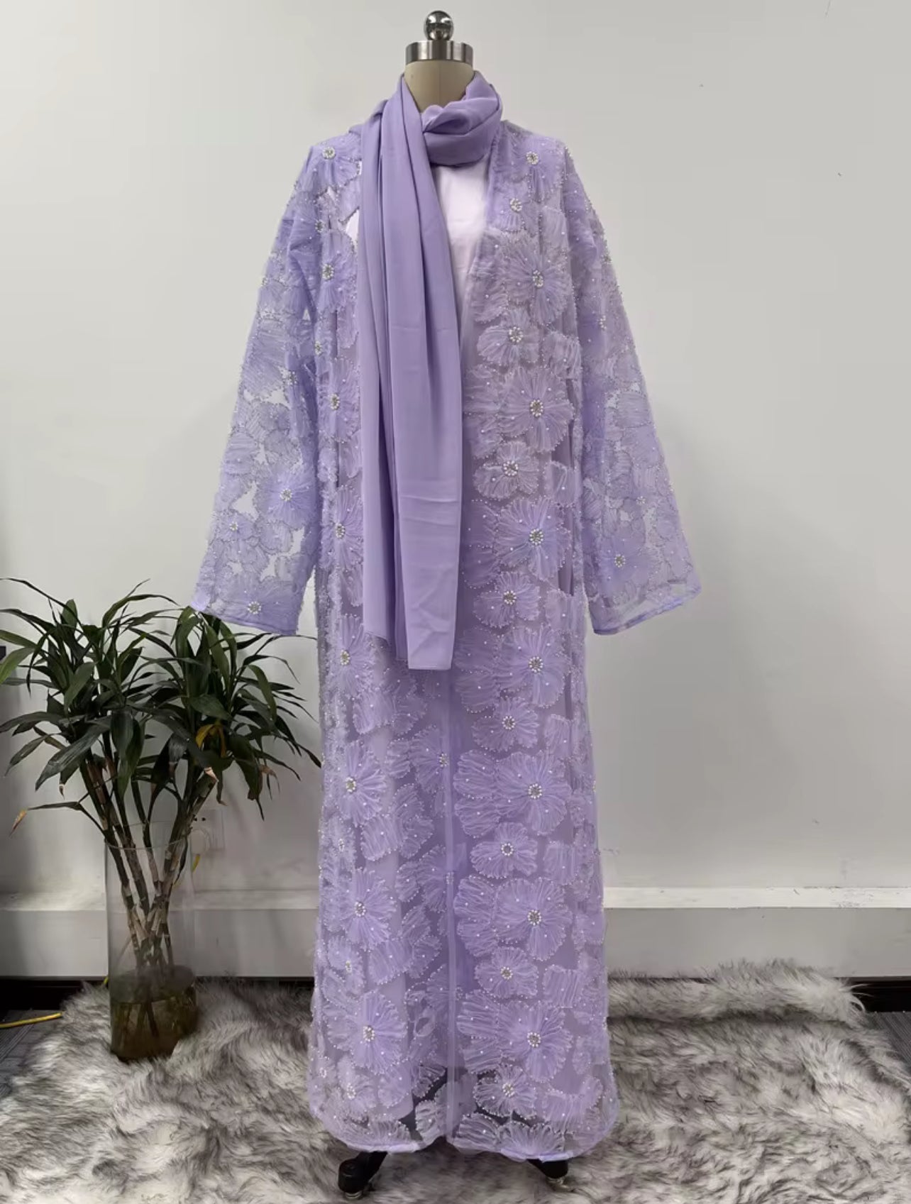 Floral Embellished Abaya Set