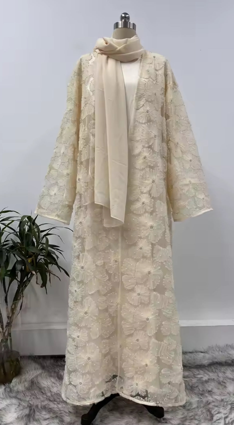 Floral Embellished Abaya Set