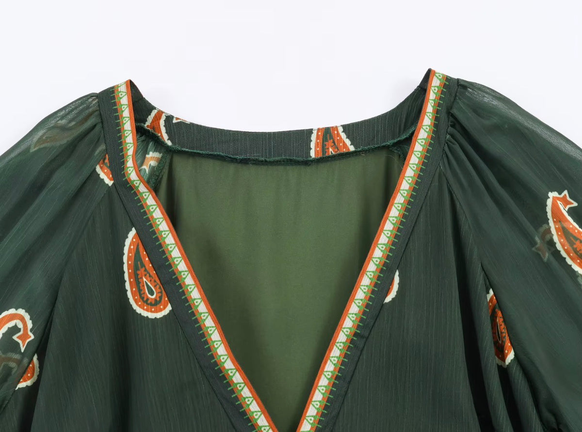 The Emerald Paisley Tiered Dress