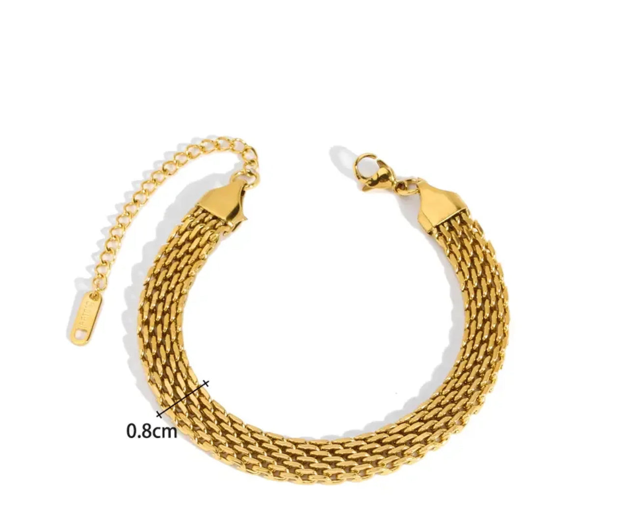 Paperclip Style Chain Bracelet Gold Plated Stainless Steel