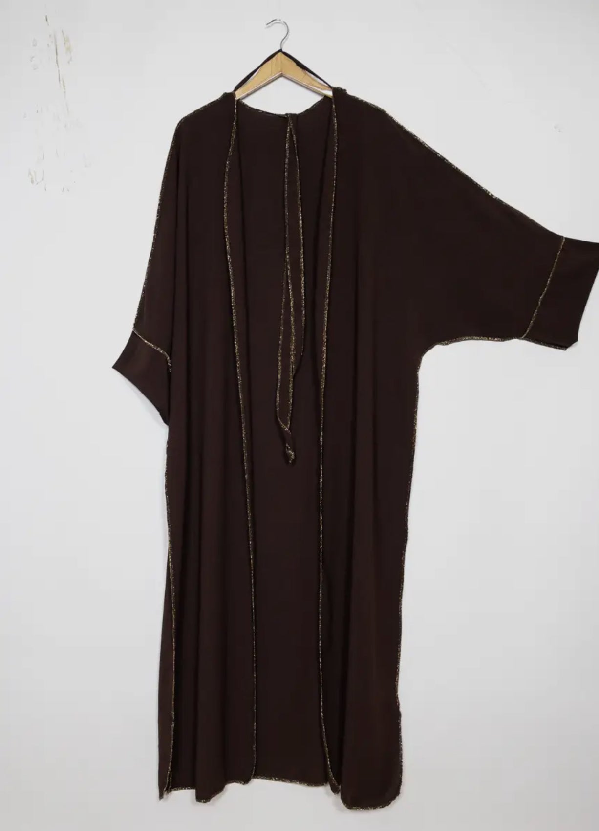 Open Gold Trim Abaya