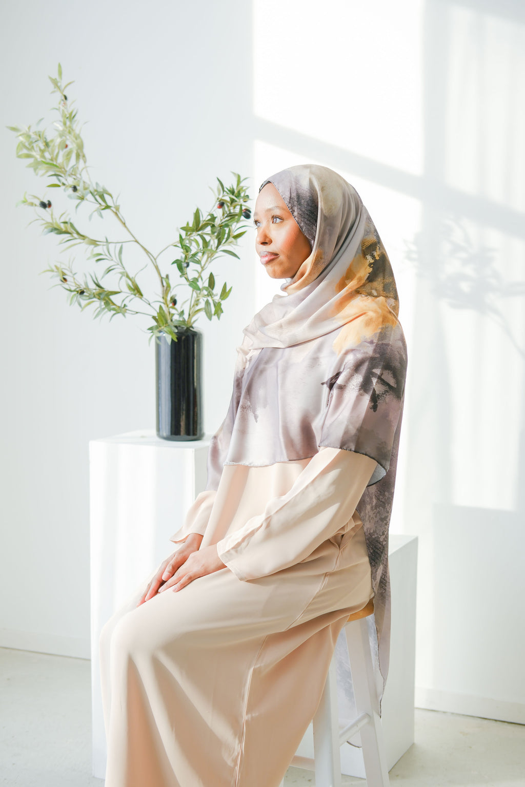 Classic Closed Abaya- Beige - Salam Fashion