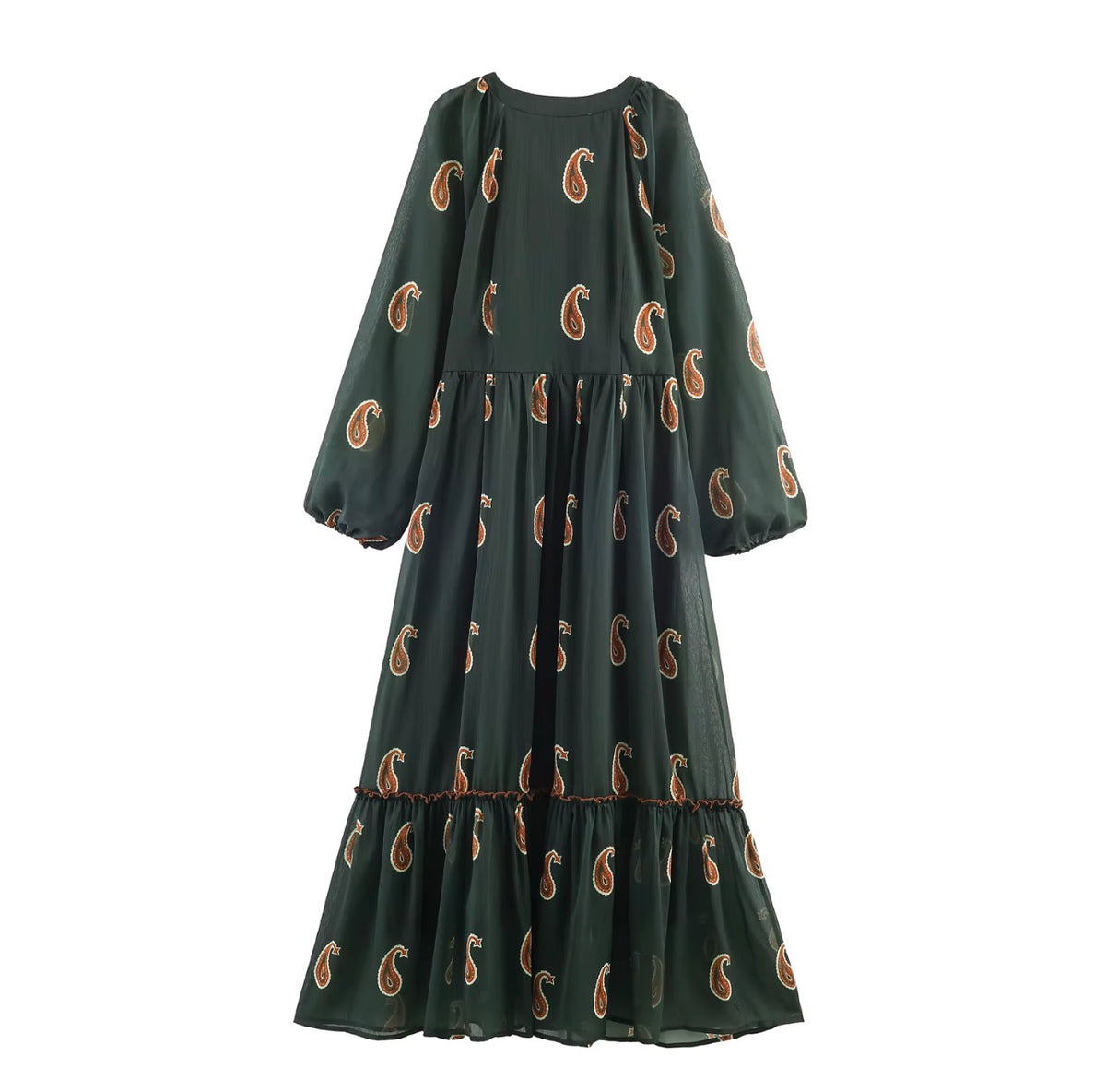 The Emerald Paisley Tiered Dress - Salam Fashion