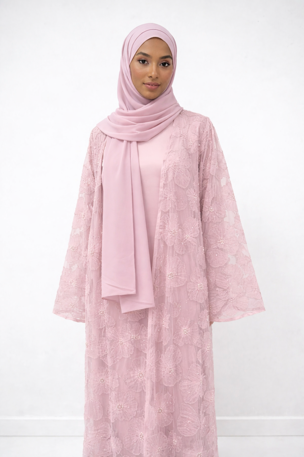 Floral Embellished Abaya Set - Salam Fashion