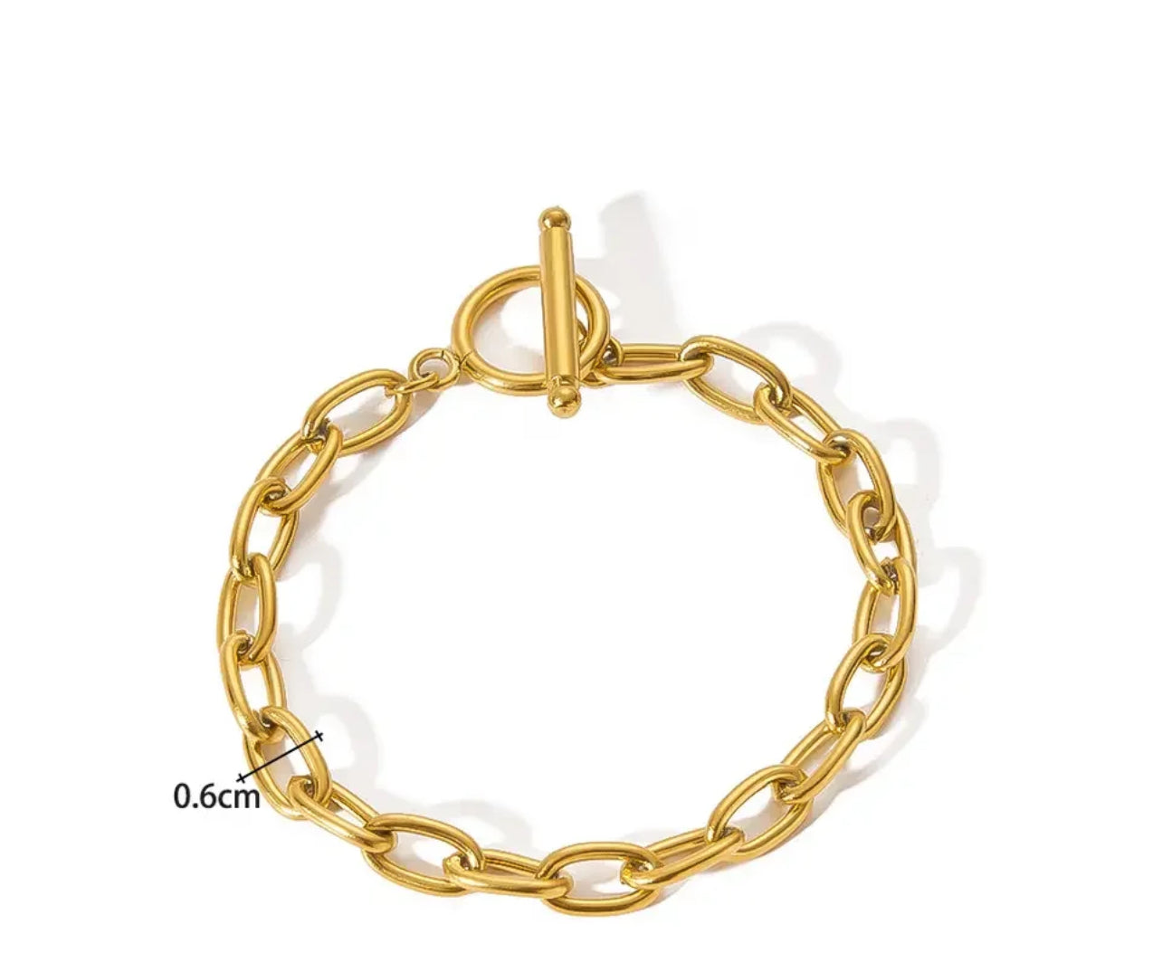 Paperclip Style Chain Bracelet Gold Plated Stainless Steel