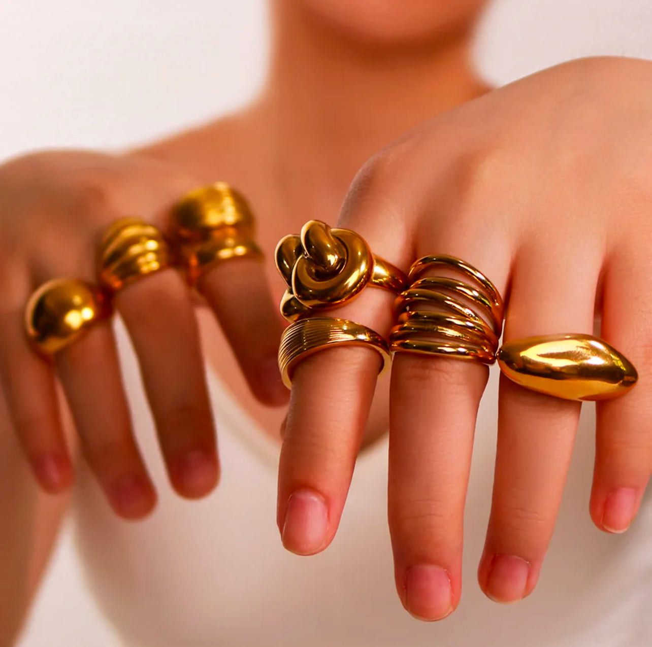 Chunky 18K Gold Plated Rings