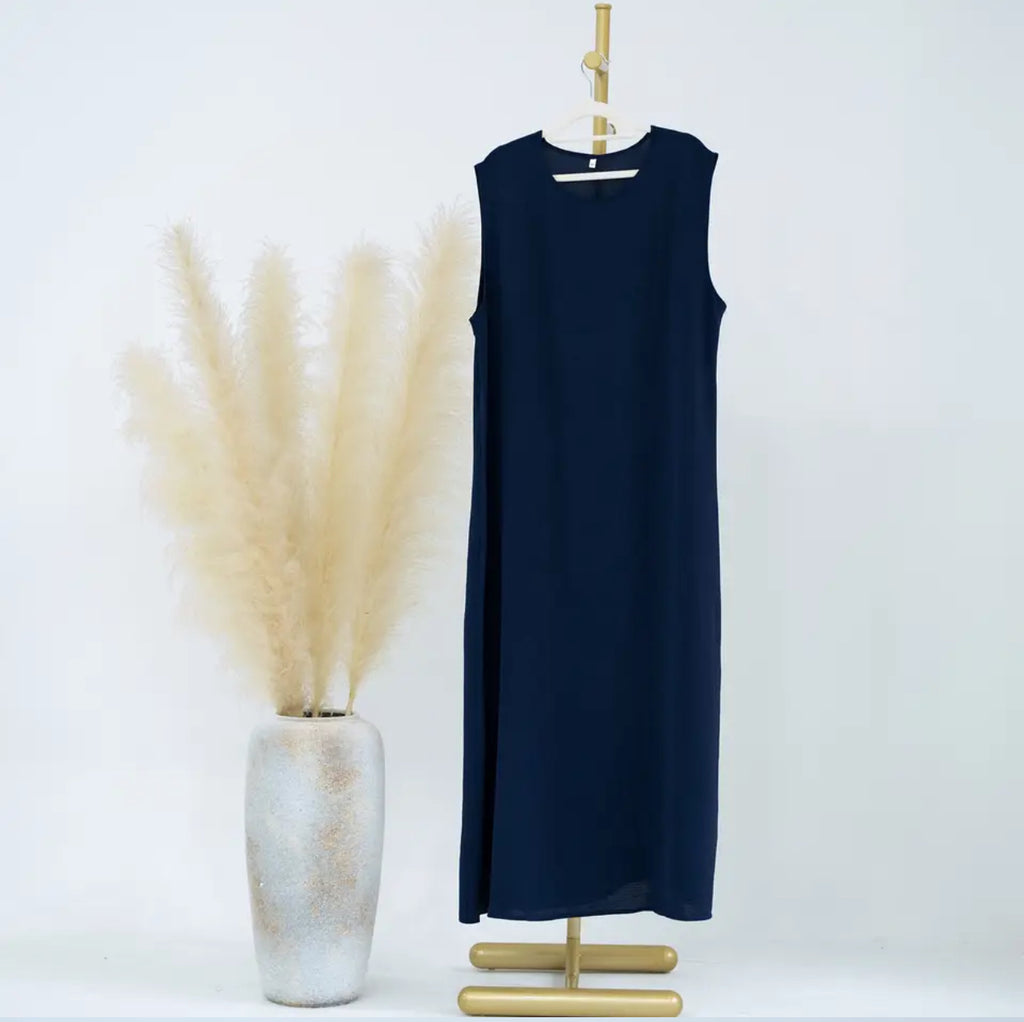 NAVY INNER ABAYA SLIP DRESS - SLEEVELESS - Salam Fashion