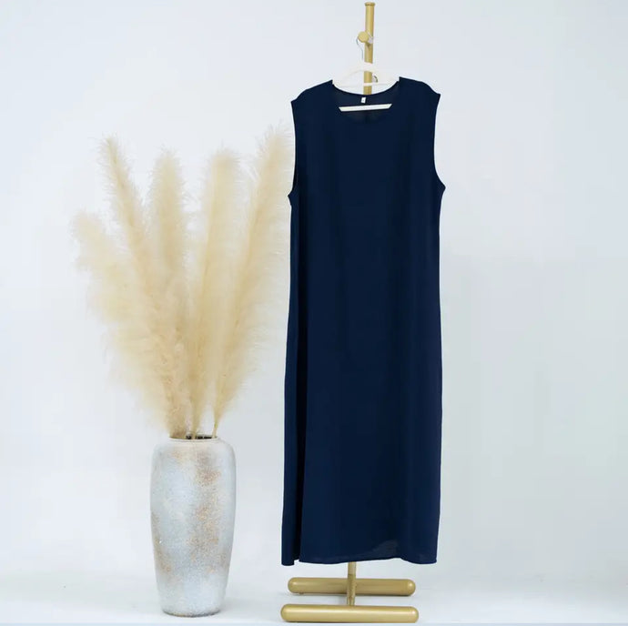 NAVY INNER ABAYA SLIP DRESS - SLEEVELESS