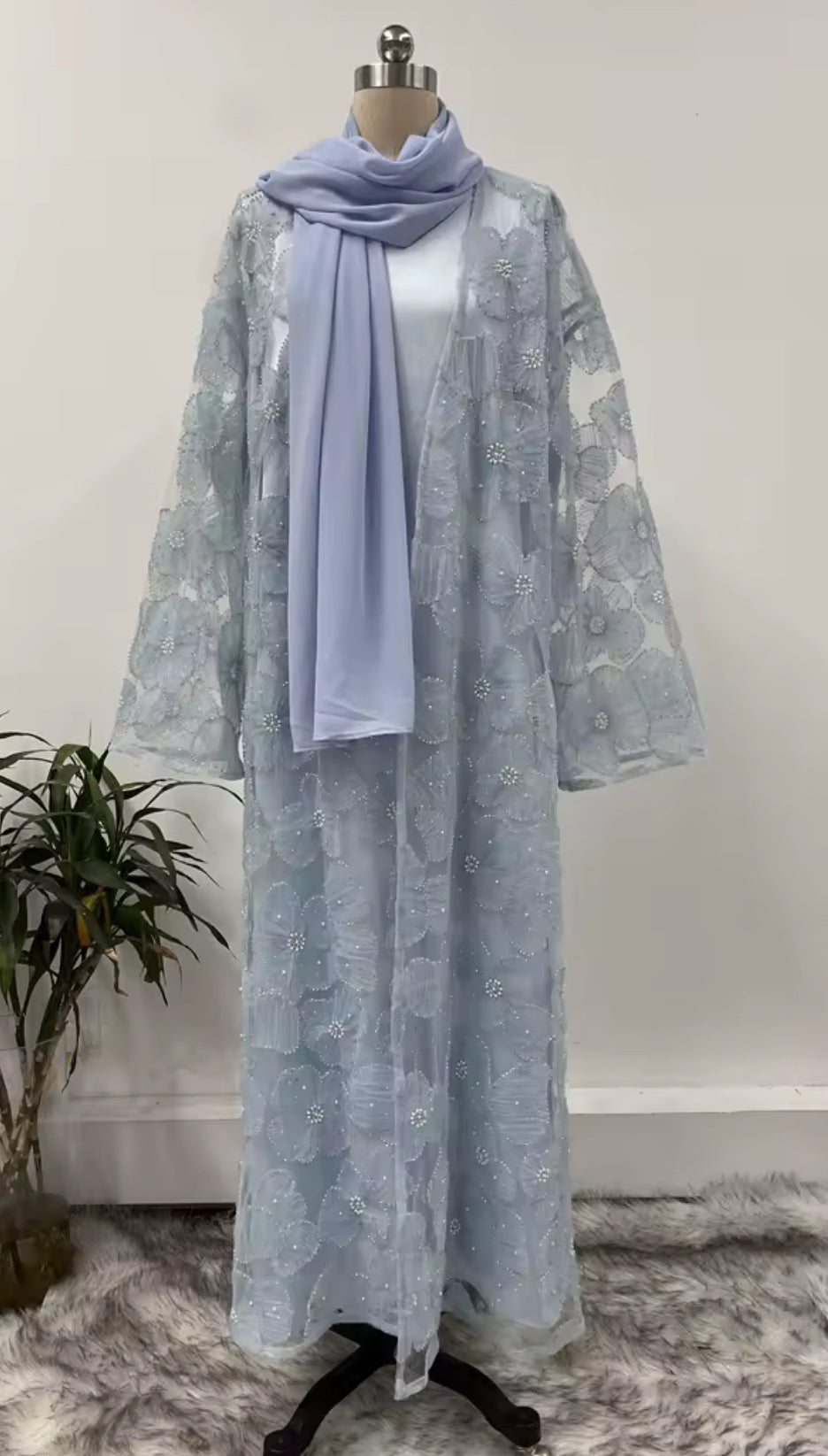 Floral Embellished Abaya Set